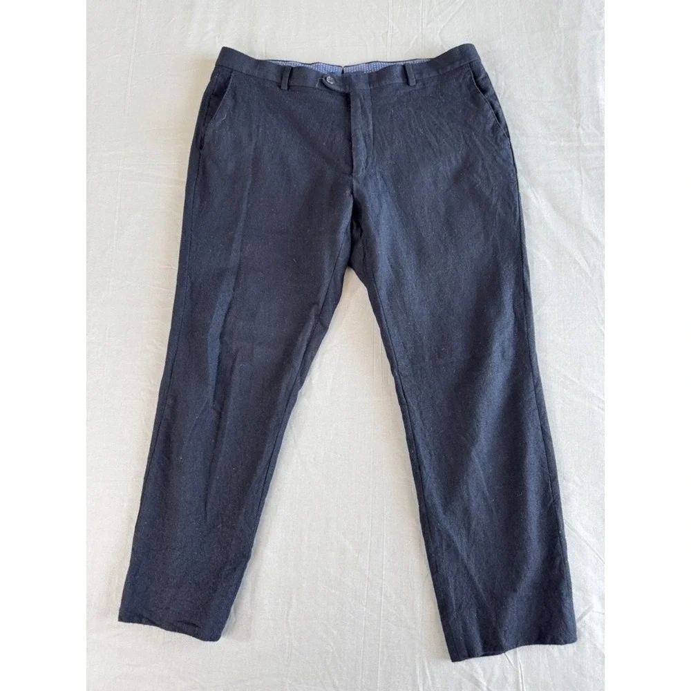 Hickey Freeman Pants Mens 36x26 Navy Blue 100% Wool American Woolen Co USA Dress